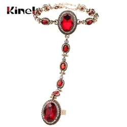 New 2021 Red Glass Bracelets For Women From India Jewelry Gold Color White Crystal Oval Glass Accessories