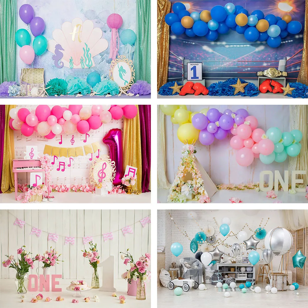 

Mehofond 1st Birthday Photography Background Balloon Flowers Cake Smash Backdrop Photocall Decorations Photo Studio Photophone