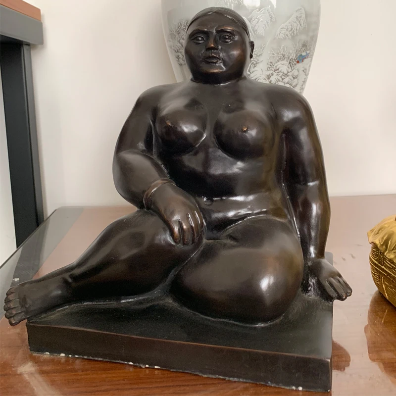 Fat Lady Sculpture Bronze Fernando Botero Statue Nude Woman Female Figurine Home Decoration Desk Accessories For Living Room