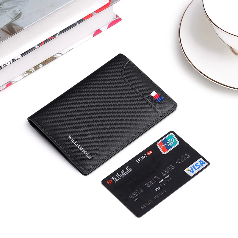 WILLIAMPOLO Rfid Wallet Leather Slim Luxury Brand Mini Credit Card Wallet For Men Short Black Wallet Men PL191466