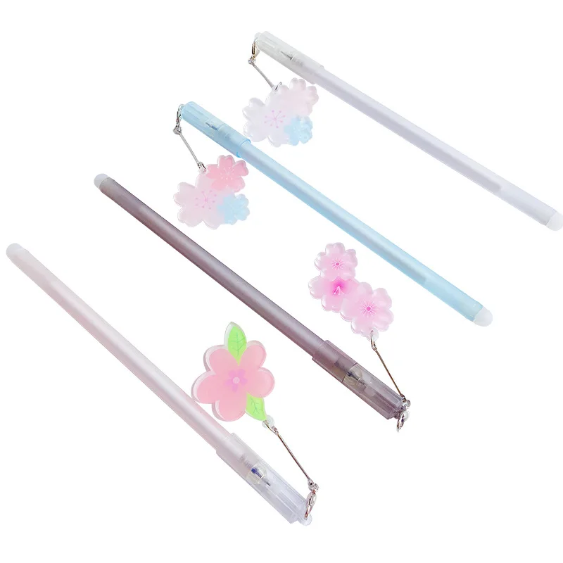 24pcs cherry blossom pink girl heart full needle penna neutra jelly cute black water pen net red creative stationery