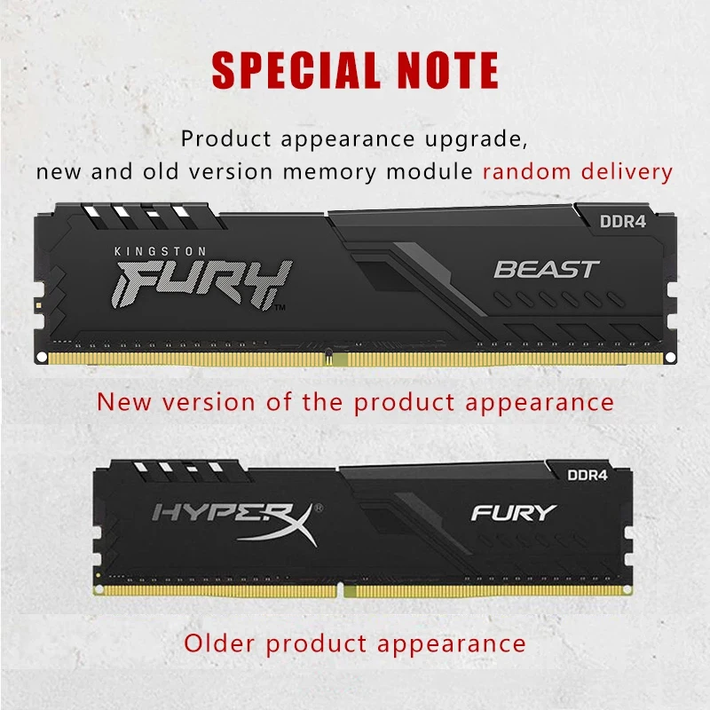 Kingston HyperX FURY Memoria Ram DDR4 2400MHz 8Gb 2666MHz 16G 3200MHz 32G หน่วยความจำ DIMM rams เดสก์ท็อปหน่วยความจำภายในสำหรับเกม