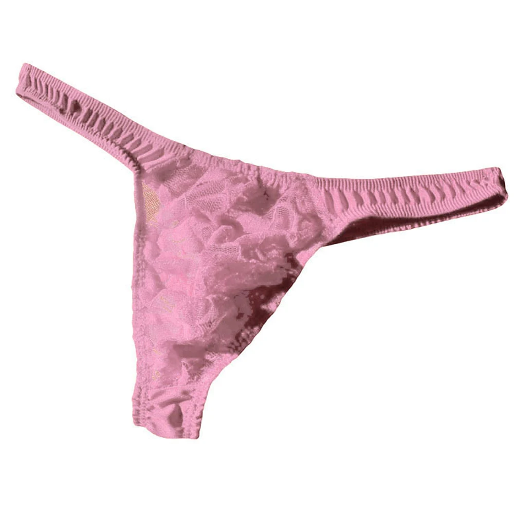 Sexy Men Underwear Male Thongs and G Strings Lace U Bag Transparent Underpants ZJH090