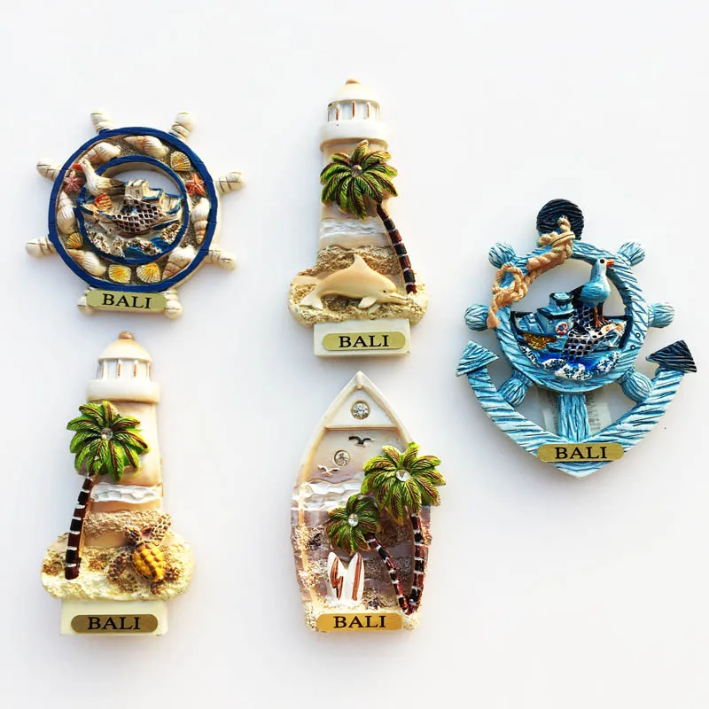 Indonesia Bali Boat Souvenirs Gift 3D Refrigerators Fridge Magnets Watchtower Wall Board Magnetic Stickers Home Decor Decoration