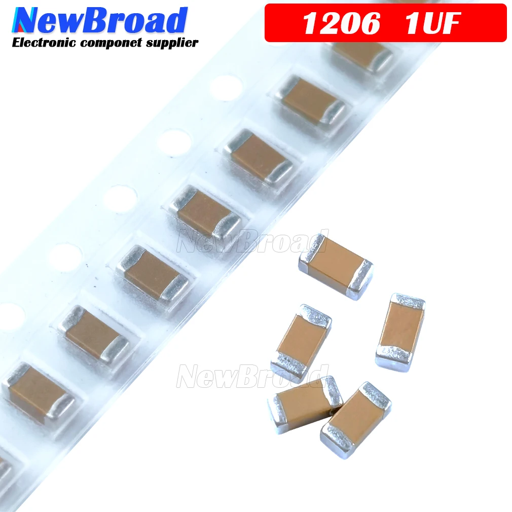 100pcs 1uF X5R Error 10% 25V 1206 105 smd capacitor