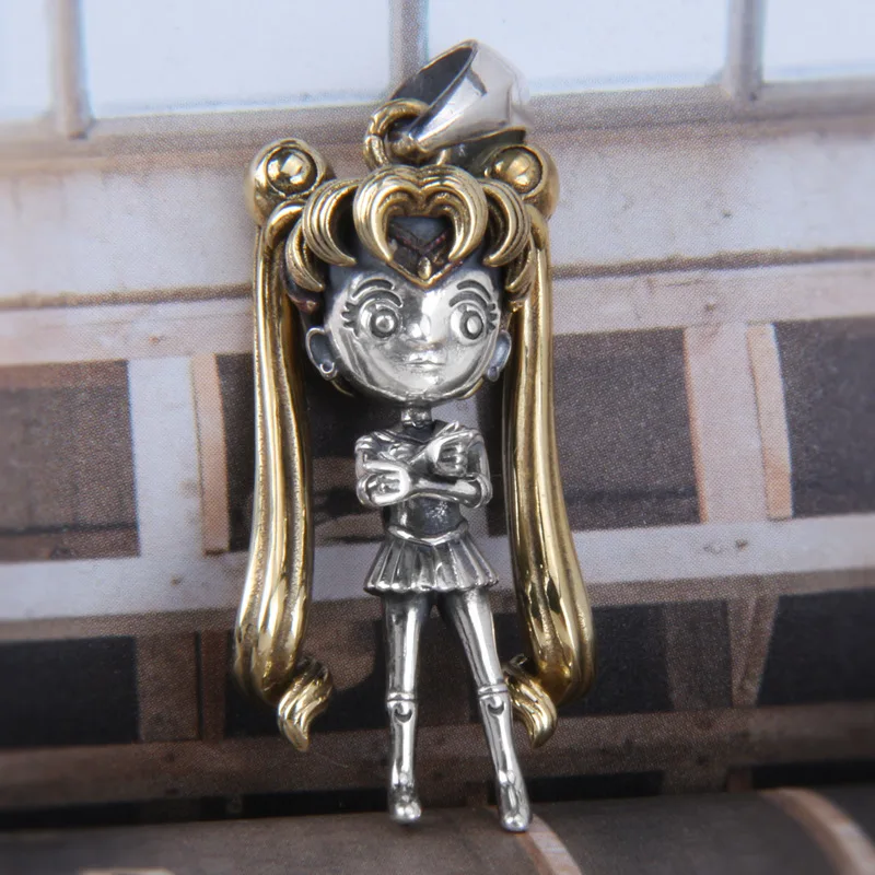 BOCAI New Solid S925 Silver Jewelry Woman Pendant Cute Girl Doll Keychain Fashion Birthday Gift Free Shipping