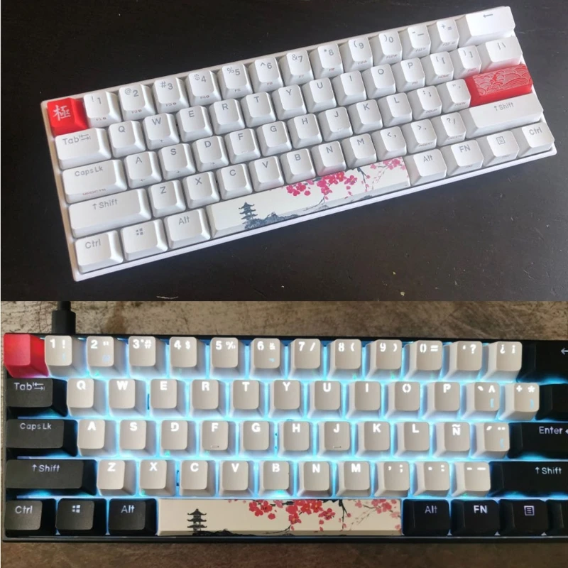 PBT Five Sides Dye-Subbed Spacebar 6.25U Cherry Profile Space Bar Keycap for DIY Mechanical Keyboard gk64 gk61 Keycaps