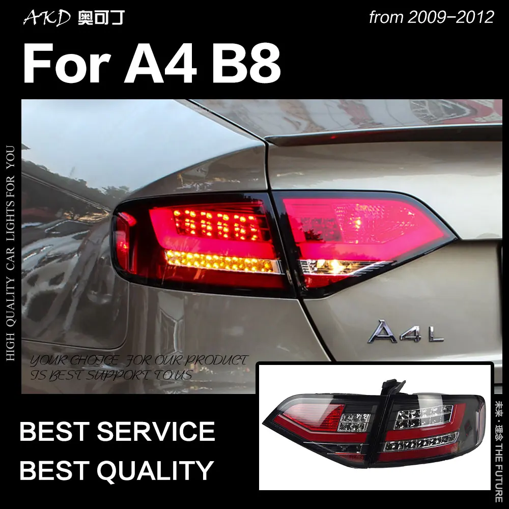 

Автостайлинг AKD для A4 B8, задние фонари 2009-2012 A4L, задняя лампа, фонарь заднего хода, стоп-сигнал, Задний сигнал, автомобильные аксессуары