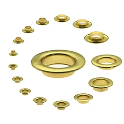 Plane Gold Pure Copper Eyelets for Awnings Leather Goods Handbag 3|4|5|6|7.3|10|12|13.5|15|20|30mm Internal Diameter Eyelets