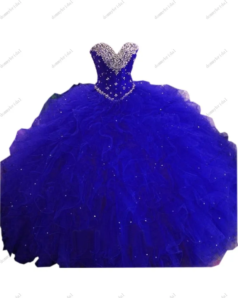 2021 Đỏ Xanh Dương Tím Dài Giá Rẻ Bầu Quinceanera Chính Thức Áo Pha Lê Ren Dây Chéo Lưng Ngọt 15 16 Đầm