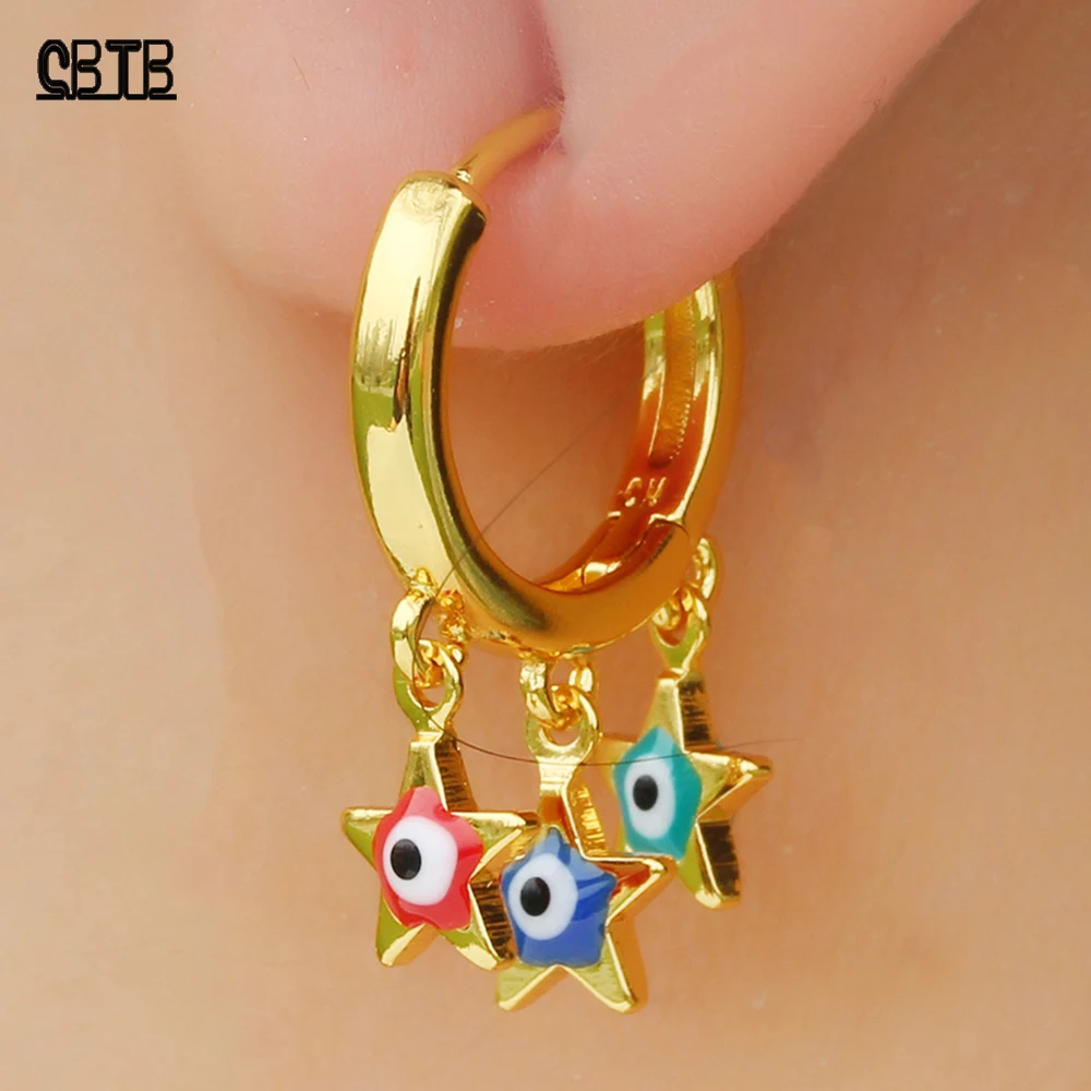 Trend New Five-pointed Star Fashion Lucky Devil Eye Funny Chic Pendant Earring Charm Luxury Jewelry Lady Party Gift