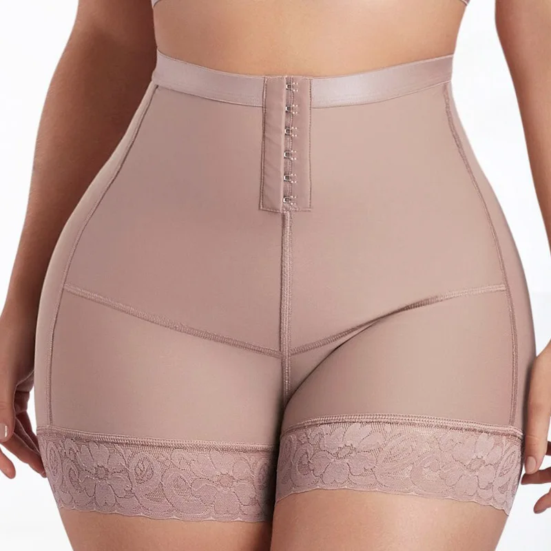 

Double Compression Power Shaping Shorts Women'S Bodysuit Bodyshaper Tummy Control Side Zipper Butt Lifter Breast Support