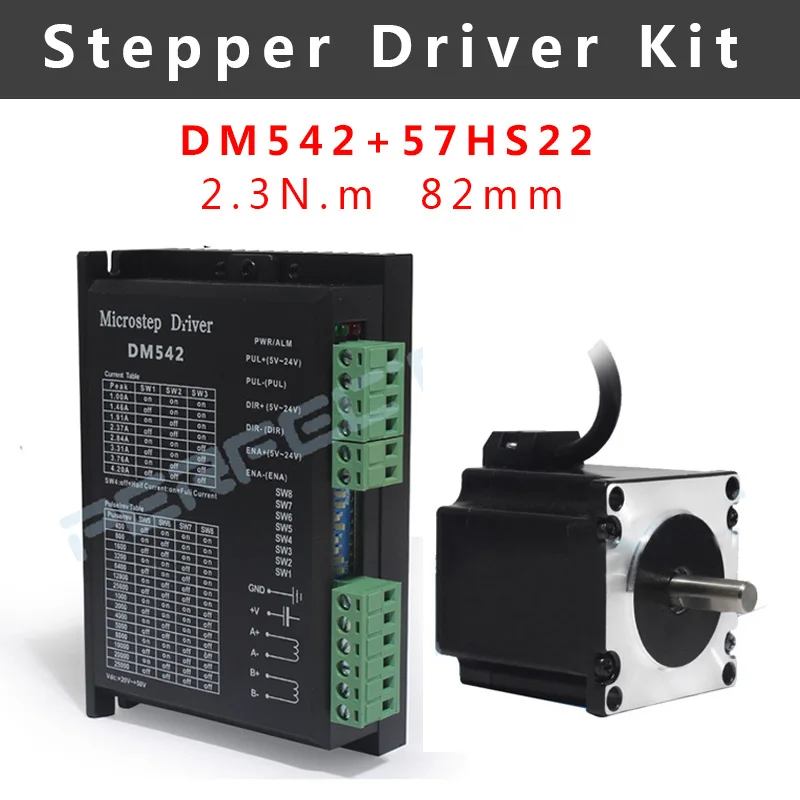 

57 step motor kit 57HS22 torque 2.3N.M long 82MM stepper motor + DM542 DC20V-50V 4.2A stepper motor driver