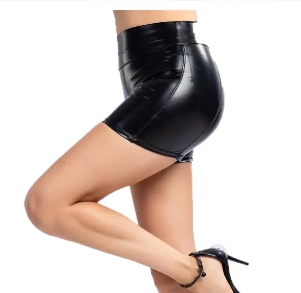 2022 New PU Leather Shorts Women\'s High Waist Black High Quality Short Pants With Pockets Loose Casual Shorts