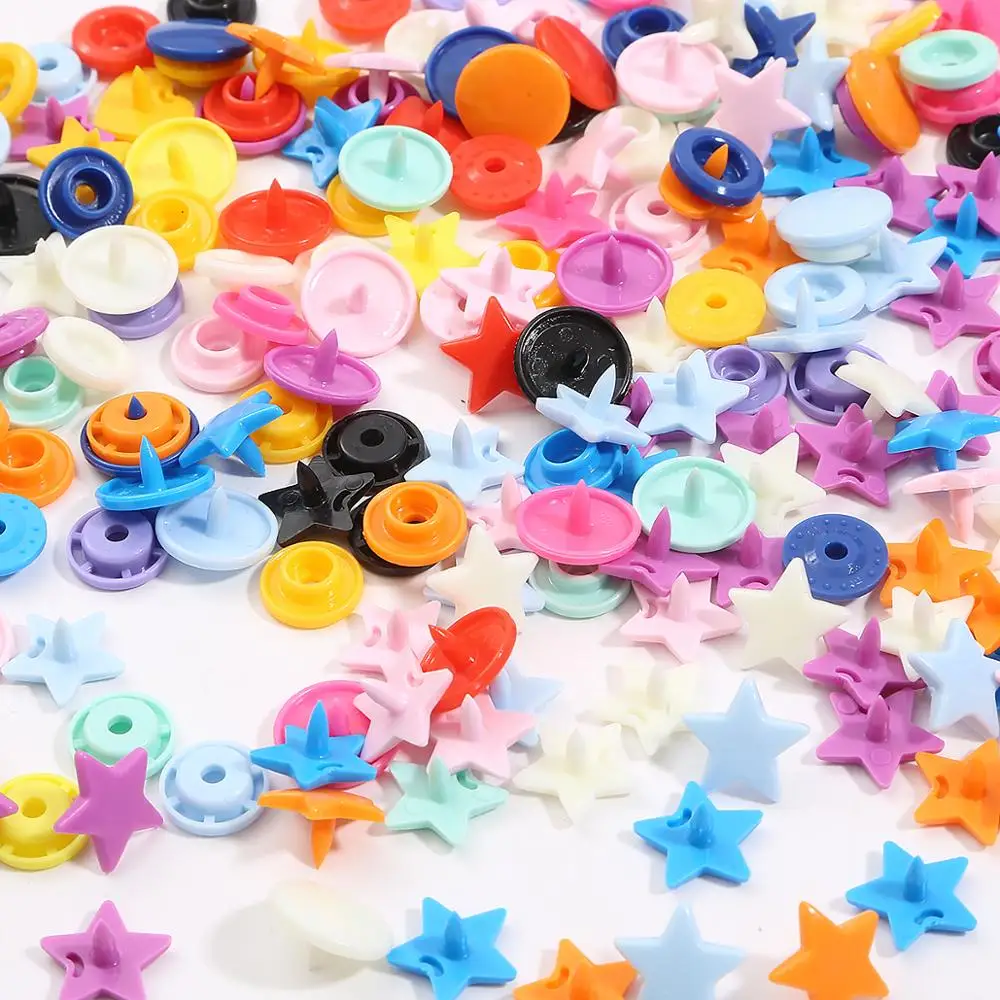 10/20sets Heart/Star Shaped T5 Plastic Snap Button Fastener Press Buttons For Baby Clothes Clips Buttons Garment Accessories