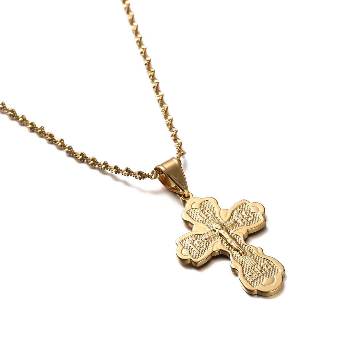 Church Eternal Cross Pendant Necklaces for Women Russia Orthodox Christianity Cross Chain Jewelry