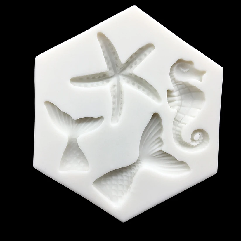 Mermaid Tail Starfish Seahorse Silicone Mold Sugarcraft Chocolate Cupcake Baking Mold Fondant Cake Decorating Tools