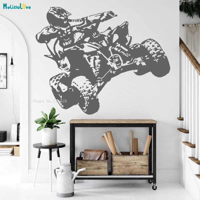 ATV Rider Wall Decal Wild Obstacle Race Sticker 4 Wheeler Home Decoration Self-adhesive New Art Design Murals Removable YT4603