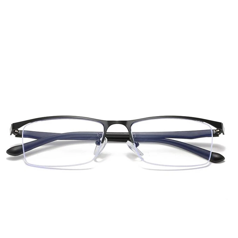 Half Frame Square Myopia Glasses Finished Metal Anti-blue Light Prescription Eyeglasses Diopter 0 -0.5 -1.0 -1.5 To -6.0