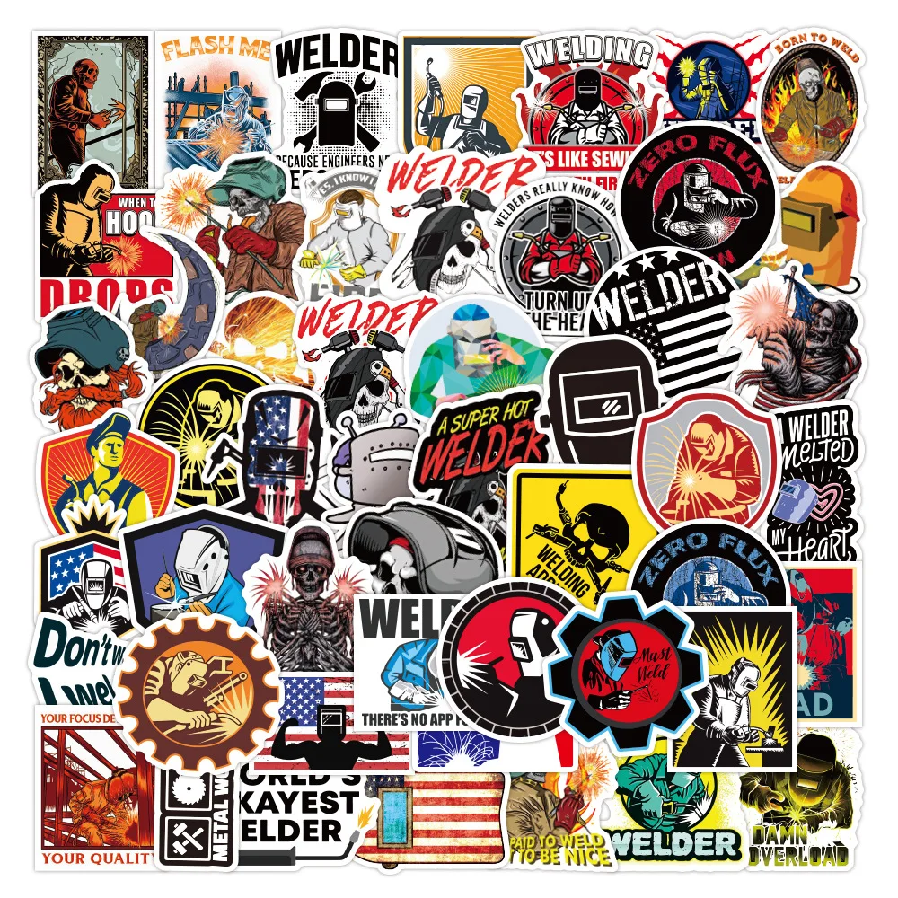 10/30/50pcs Welding Worker Stickers Cartoon Graffiti Stickers DIY Luggage Skateboard Fridge Car Guitar Phone Waterproof Stickers