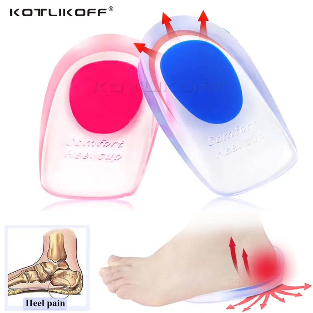 KOTLIKOFF Soft Silicone Gel Insoles For Heel Spurs Pain Foot Cushion Foot Massager Care Half Heel Insole Pad Height Increase Pad
