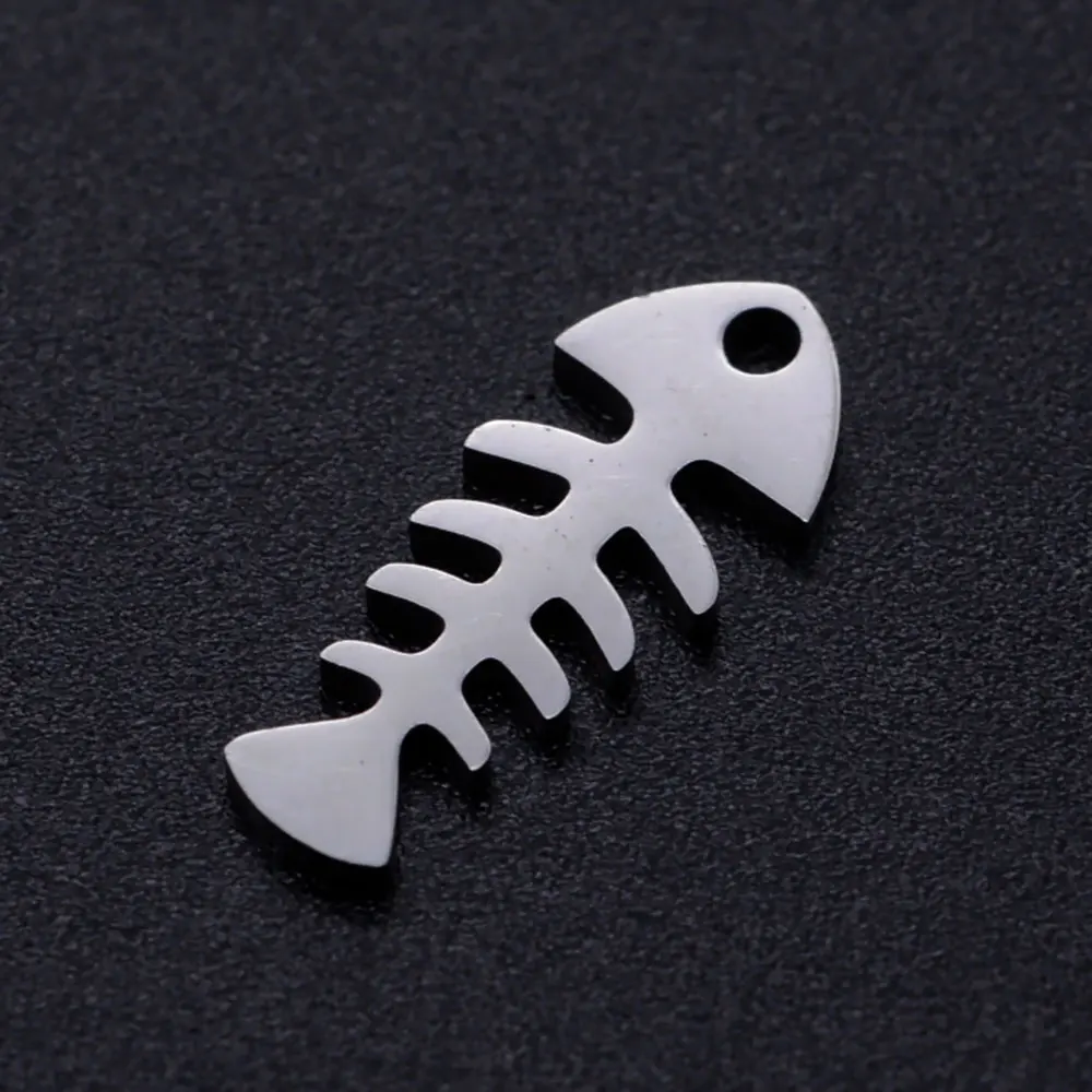 10pcs/lot Fish Bone Stainless Steel DIY Charm Wholesale Jewelry Making Charm Jewelry Finding Supplies Factory Sale Never Tarnish