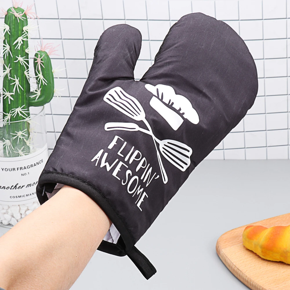 2pc/set  Microwave Baking BBQ Glove Cotton Cute Oven Mitts Heat Resistant Linen Potholders Non-slip Kitchen Cooking Tools Mitten