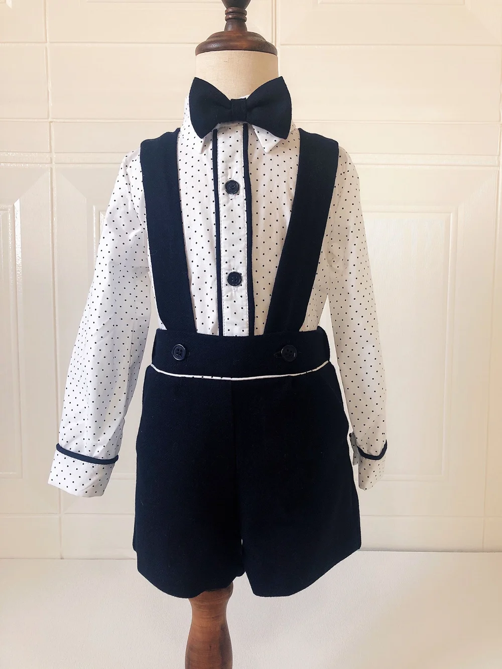 

Boys Spanish Clothes Set Baby Long Sleeve Shirts Navy Shorts Infant Birthday Holiday Outfits Children Boutique Spain Clothing