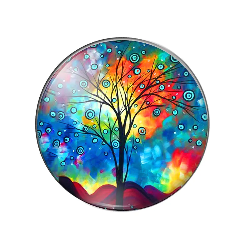 New Beauty Colorful Tree of Life Love hearts 10pcs 12mm/18mm/20mm/25mm Round photo glass cabochon demo flat back Making findings