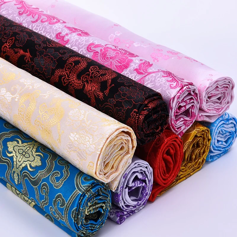 100cmx90cm Brocade Satin Fabric Silk Embroidery Silk Satin Chinese Style Tang Suit Quilt Satin Cheongsam Apparel Sewing Fabric