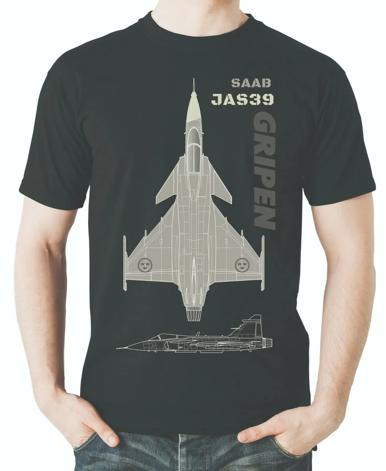 スウェーデン空軍jas 39グリペン戦闘機tシャツ夏の綿半袖oネックmen\'s tシャツ新S-3XL