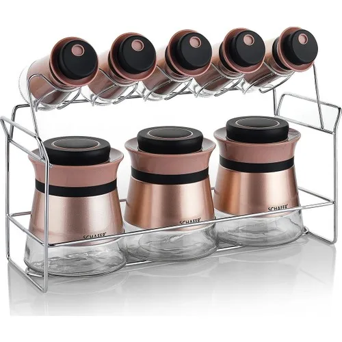 Spice Team-9 Piece-Rose Spice Jars Sugar Bowl Seasoning Organized The Kitchen Tool Sets Kitchen Utensils