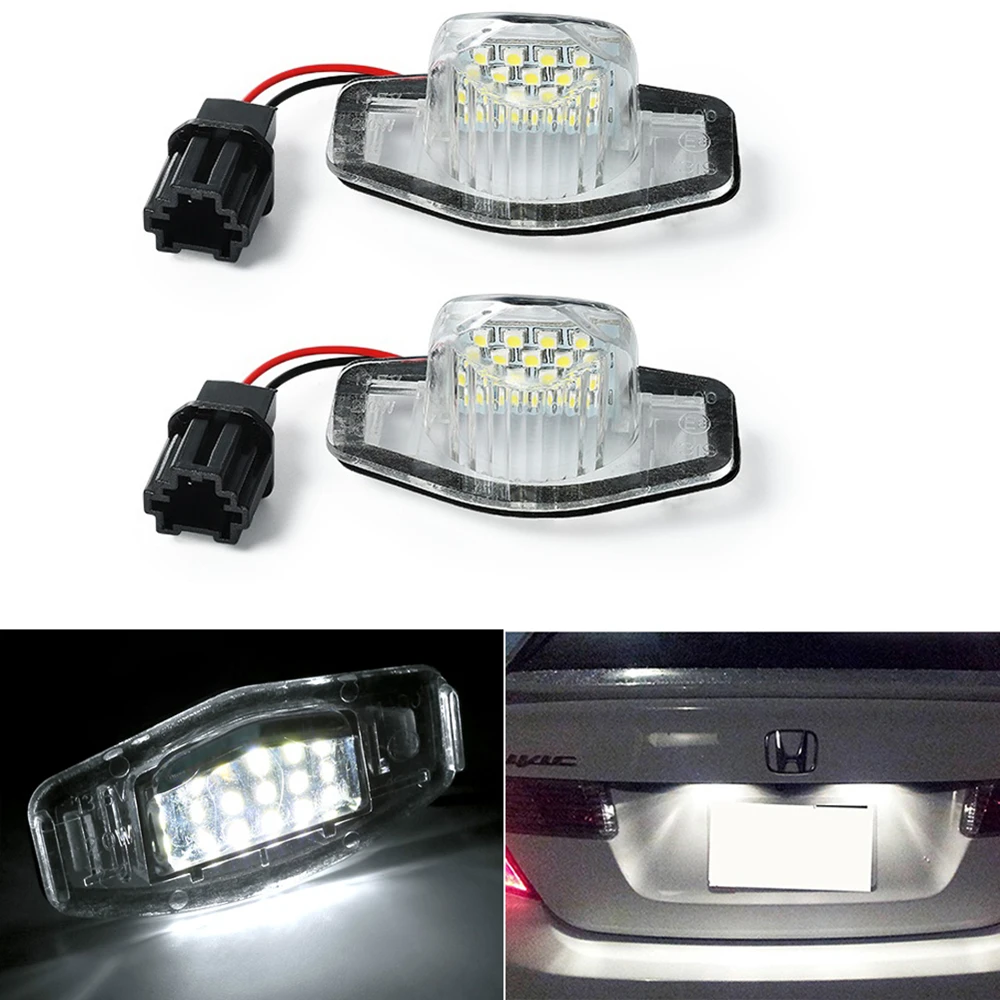 

2PC LED Car Number License Plate Light For Honda CR-V FIT Odyssey Jazz Hrv HR-V Frv Stream Honda Logo Insight 18-LED Number Lamp