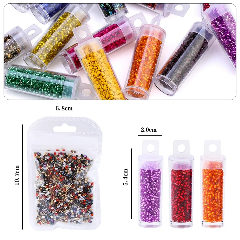 2mm 15g&30g Glass Seed Spacer Beads Crystal Tube Beads For Handmade Making DIY Garment 15g/bottle