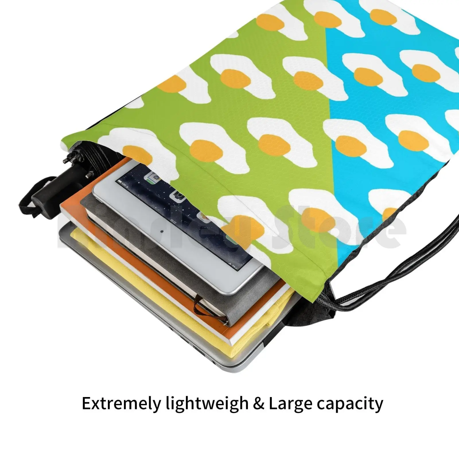 حقيبة ظهر برباط على شكل بيضة (أزرق وأخضر) حقيبة ركوب الخيل والتسلق حقيبة صالة الألعاب الرياضية بيض ممتاز طعام أزرق وأخضر ممتاز #5