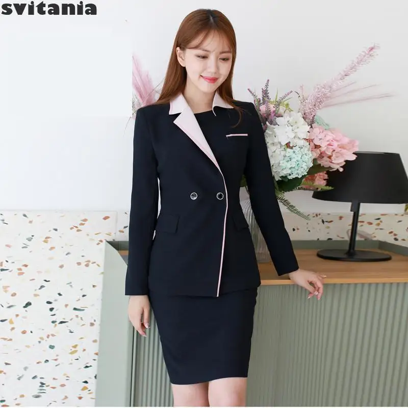 

Professional autumn spring Wear Long Sleeve Female Store Manager Suit Beautician Uniform Salon