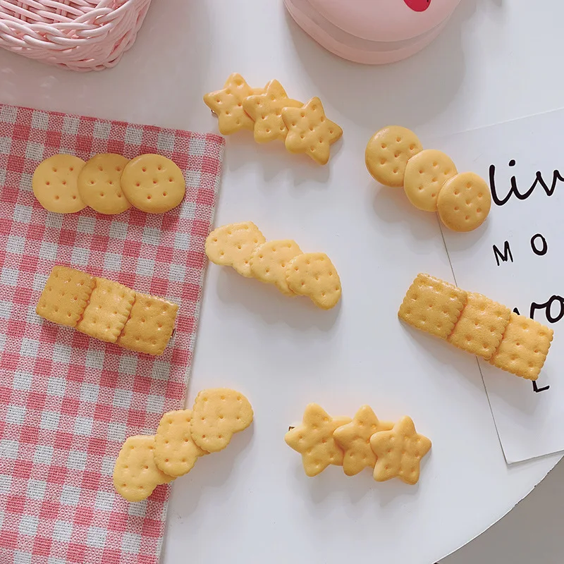 Pince à cheveux en forme de biscuit pour filles, épingles à cheveux pour enfants, couvre-chef mignon, bandes de cheveux de dessin animé, accessoires