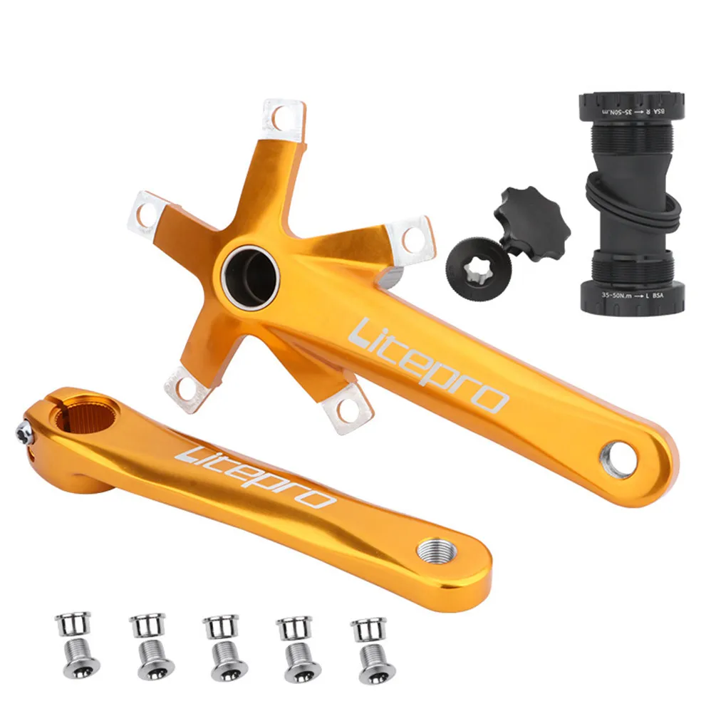 Litepro Folding Bicycle Crank Aluminum Alloy 170mm Hollow Integrally MTB Mountain Bike BCD 130 Crankset Tooth Plate Parts