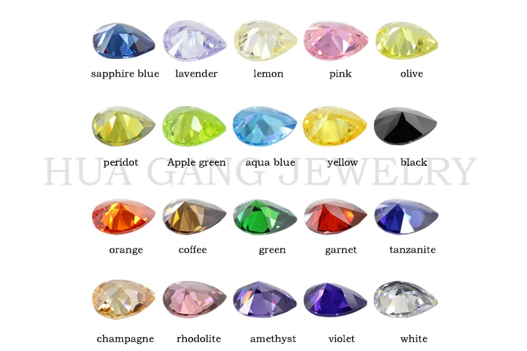 5A Pear Double CheckerBoard Cubic Zirconia Stone Multicolor Brilliant Cut Loose CZ Stones Synthetic Gems Beads For Jewelry