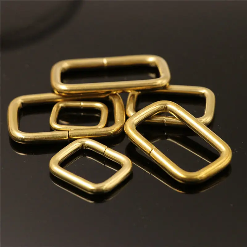 Brass metal wire formed rectangle ring buckle loops for webbing leather craft bag strap belt buckle garment luggage purse DIY