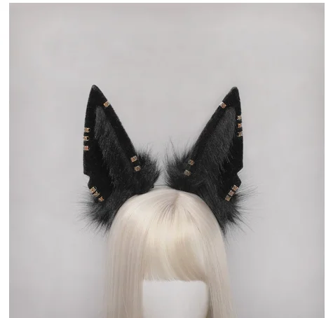 6 styles Plush Ears Anubis Wolf Cat Dog Ears Black White Hair Hoop for Cosplay Costume Accessories Handmade Furry Headband Beast