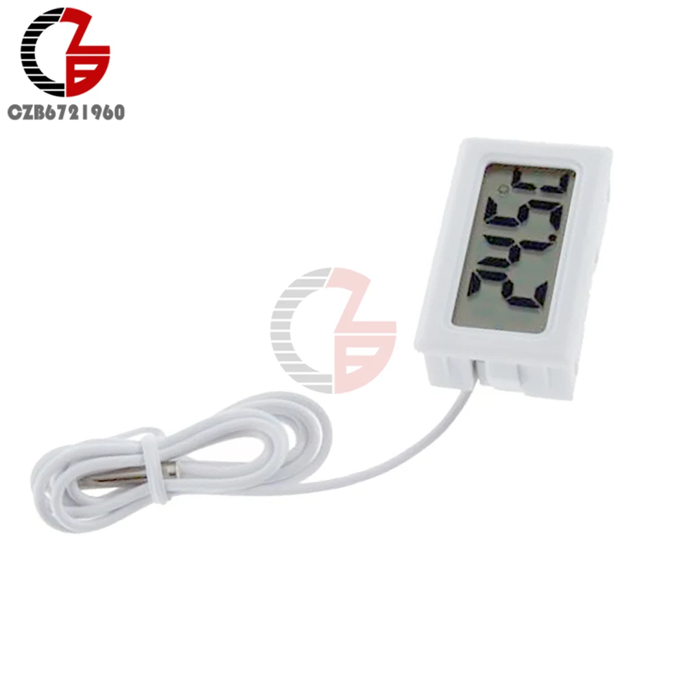 FY-10 LCD Digital Thermometer 3M Temperature Sensor Probe Indoor Outdoor Aquarium Water Temperature Tester Test Monitor White