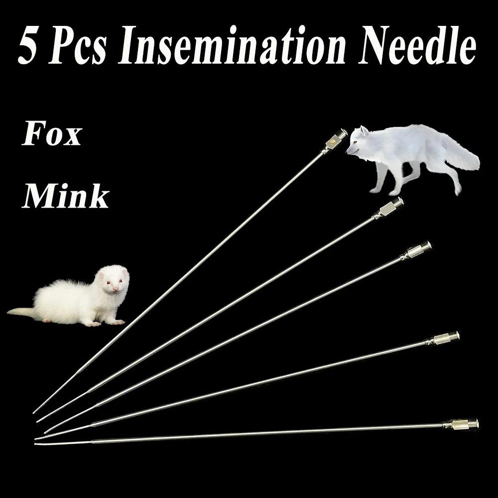 

5PCS Fox Mink Stainless Steel Artificial Insemination Needle Side Shot Sperm Injection Semen Deposition Supplies Farming Tools