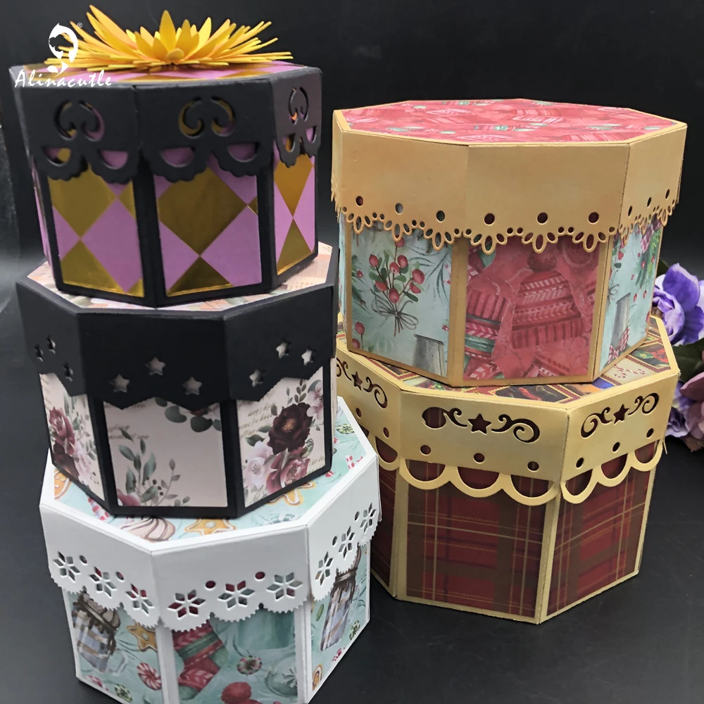 Metal Cutting Die Cut Surprise Explosion Box Gift Box Tower Box Paper Craft Handmade Treat Box Template Art Cutter AlinaCraft