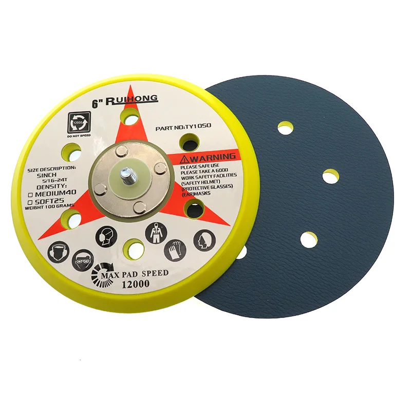 Vinil PSA Lixadeira para Discos Adesivos, Sander Backing Pad, Acessórios para Ferramentas Elétricas, 5, 16 "-24 Thread, 6", 150mm