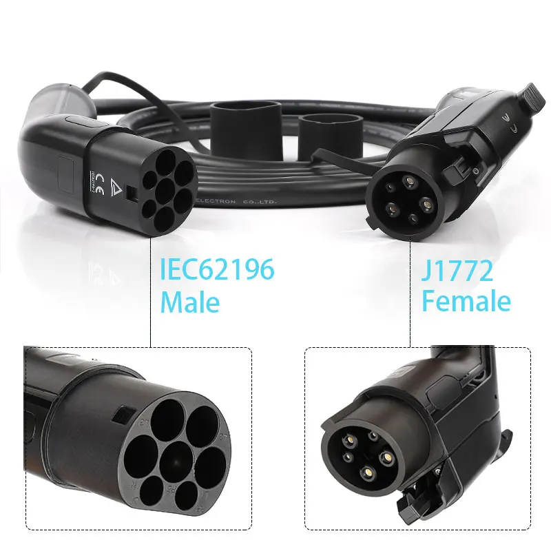 EV Charging Cable 32A/16A Electric Vehicle Cord for Car Charger Station Type 1 to Type 2 Female to Male Plug J1772