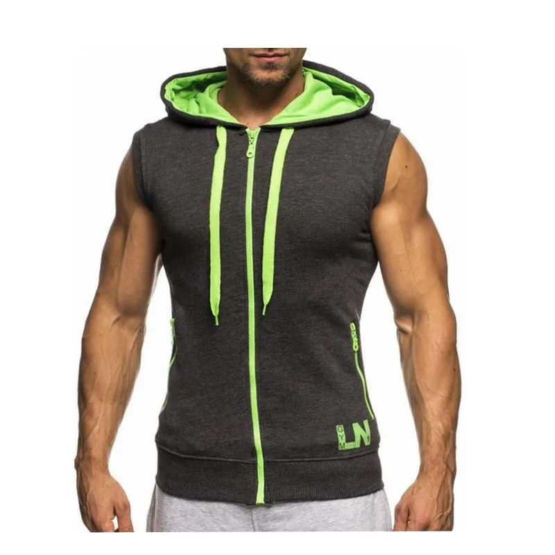 Mens Sleeveless Sweatshirt Hoodies New Clothing Hooded Tank Top Sporting Hooded for Mens Joggers Sportswear vest