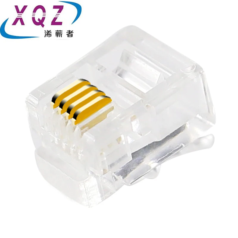 100pcs RJ11 connector telephone cable plug 6P2C/6P4C/6P6C/4P4C telephone connector RJ11 jack crystal stone