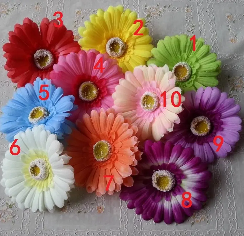 Silk Flower Heads Artificial Gerbera Daisy 4 inch For Crafts Corsage DIY Home Wedding Decor Centerpieces