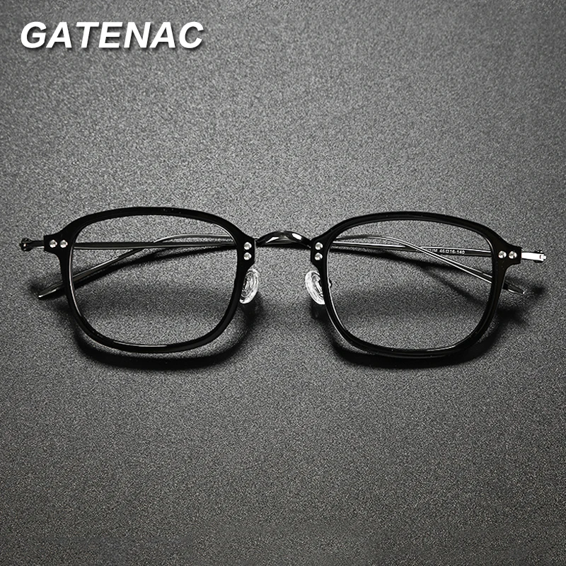 Transparent Acetate Titanium Glasses Frame Men 2021 New Retro Square Prescription Eyeglasses Women Optical Luxury Brand Eyewear